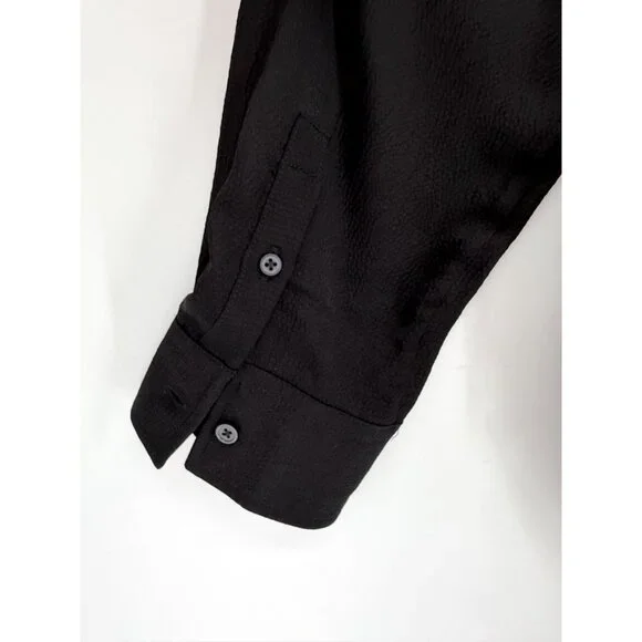 Everlane Satin Black Button Down Top 12 - Picture 4 of 8